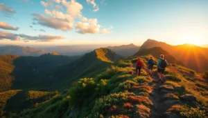 Hikers trekking along a scenic trail, capturing the essence of an engaging hike through nature in Indonesia.
