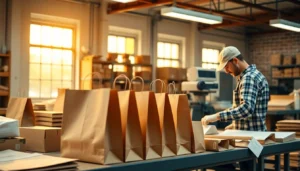 High-quality image of eco-friendly paper bags with torba papierowa design in an industrial