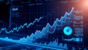 Aicoin cryptocurrency analysis with dynamic market data and blockchain visualization for investors